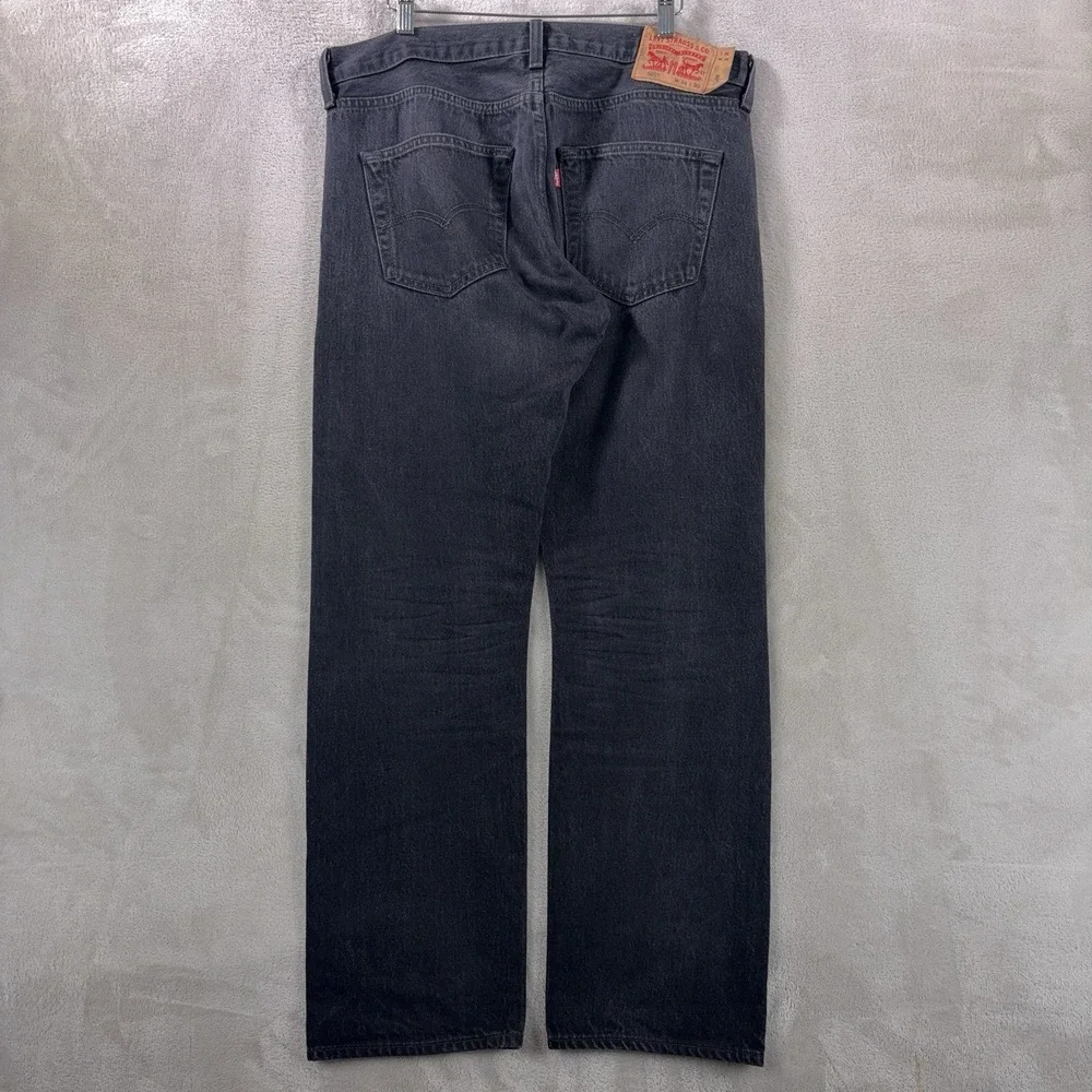 Levi's 501 Jeans Mens 34x28 Black Button Fly Straight Leg Denim Cotton